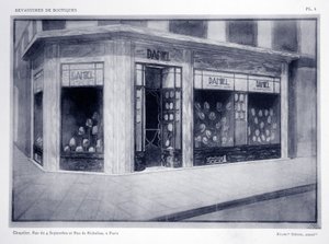 Frente de tienda, placa 4, ilustración de Devantures de Boutiques por Louis-Pierre Sezille, París, 1927 de French School