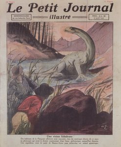 Avistamiento de un Plesiosaurio en Patagonia, ilustración de portada de Le Petit Journal, 9 de abril de 1922