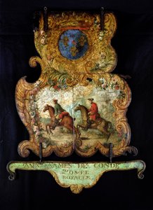 Letrero del Correo Real de Chantilly con el escudo de armas de Condé