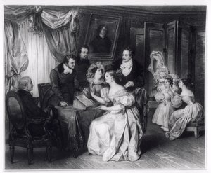 Firma del contrato de matrimonio en la oficina del notario, c.1840 de French School