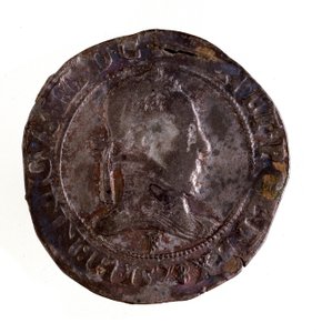 Testón de plata francés, reinado del rey Enrique III de Francia (1574-1589). Diámetro 3,5 cm Nápoles, museo arqueológico de French School
