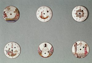 Seis relojes de bolsillo decorados con símbolos revolucionarios (metal y esmalte)