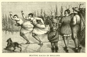 Carreras de patinaje en Holanda (grabado) de French School