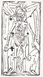 Esqueleto con signos del Zodiaco de French School