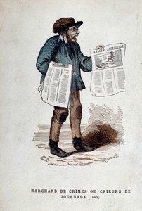 Pequeño oficio parisino: el vendedor de crímenes o pregoneros de periódicos. de French School