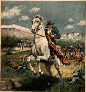 Contrabandista en los Pirineos perseguido por los carabineros del rey. Grabado en “La Terre Illustree” n°75 del 7 de abril de 1892.