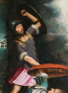 Soldados durante la resurrección, (detalle). Tríptico de Aubery de French School