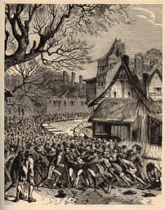 Juego de la soule (antecesor del fútbol) - (Francia) - El juego de la soule en Baja Normandía (presunto antecesor del fútbol y del rugby) - grabado en "Patria de Francia en 6 volúmenes" por Lucien Huard - finales del siglo XIX de French School