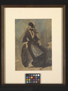 Dama española (pluma, tinta y acuarela sobre papel blanco hueso) de French School