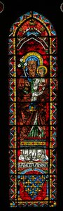 Santa Ana con la Virgen; armas de Francia de French School