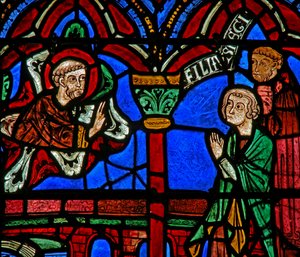 Ventana de San Cheron: aparece en su tumba de French School