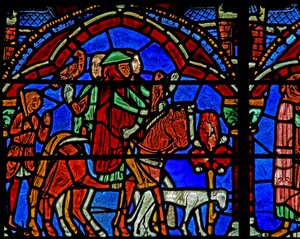 Ventana de San Cheron: el caballo del príncipe y su séquito