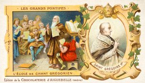 San Gregorio el Grande y una escuela de canto gregoriano (cromolitografía) de French School
