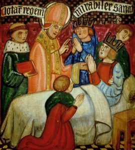 San Sulpicio realiza un milagro curando al Rey Clotario (m.629)