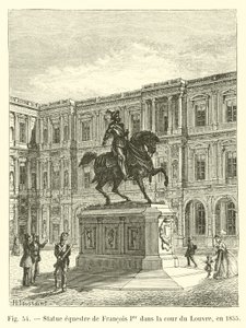 Estatua ecuestre de Francisco I en el patio del Louvre, en 1855