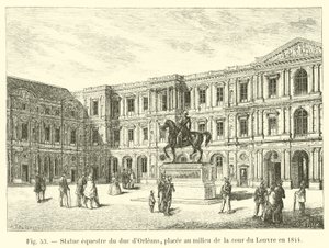 Estatua ecuestre del duque de Orleans, colocada en el centro del patio del Louvre en 1844