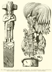 Estatua monolítica de Palenque, en pórfido; Divinidad del Yucatán de French School