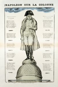Estatua de Napoleón I Bonaparte (1769-1821) en la columna Vendome en París. Imagen de Epinal