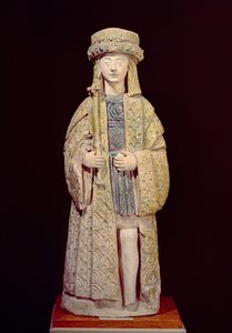 Estatua de San Luis (1214-70), finales del siglo XV o principios del siglo XVI (terracota vidriada)