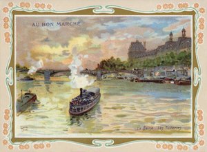 Barcos de vapor en el río Sena, París de French School