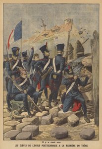 Estudiantes de la Ecole Polytechnique defendiendo la Barriere du Trone, una de las puertas de París, en 1814 de French School