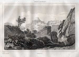 Subiaco Lazio en la Ciudad Metropolitana de Roma - Grabado de "Picturesque Italy" de M. de Norvins, Ch. Nodier 1834-1836. de French School