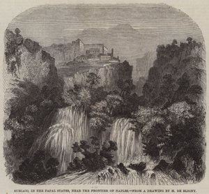 Subiaco, en los Estados Pontificios, cerca de la frontera de Nápoles (grabado) de French School