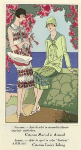 Vestido de verano y vestido deportivo, de Art-Gout-Beaute, pub.1924 (pochoir Print) de French School