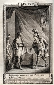 Telémaco encuentra a Ulises - grabado de 1798 por Monnet en 