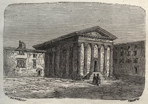 Templo de Augusto y Livia en Viena, en el departamento francés de Isere (templo romano) - grabado en 