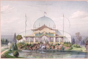 Tienda y Gran Invernadero en el Jardín de la Exposición Universal en París en 1867 de French School