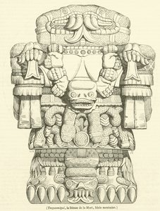 Teoyaomiqui, la Diosa de la Muerte, ídolo mexicano (grabado) de French School