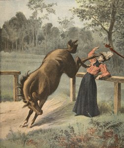 Patada terrible, ilustración de Le Petit Journal: Suplemento ilustrado, 3 de julio de 1898 de French School