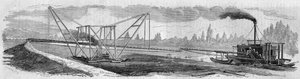 Prueba de una draga destinada a excavar el Canal de Suez. Francia. de French School