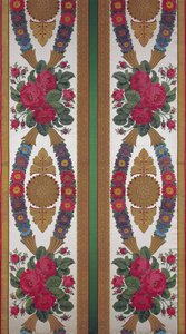 Textil con guirnaldas de margaritas y ramos de rosas por Cousin y Bony, Bissardon, Lyon, 1811 de French School