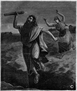 Tales de Mileto, matemático y filósofo griego (625 a.C. - 546 a.C.): "No vio un pozo abierto bajo sus pies y se dejó caer". de French School