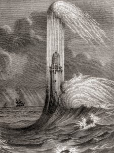 El faro de Eddystone del siglo XVIII, construido por John Rudyard, Eddystone Rocks, cerca de Rame Head, Inglaterra, de 