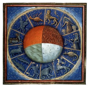 Los 4 elementos y el zodíaco, c.1450 (miniatura) de French School