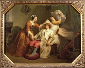 El Actor Bonneval en el papel de Argan en la obra de Molière El enfermo imaginario de French School