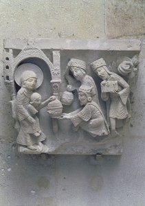 La adoración de los magos, capitel original de la nave de la catedral