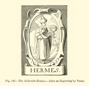 El alquimista Hermes (grabado) de French School