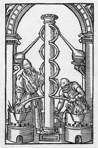 El alquimista en el trabajo, copia de una ilustración de 