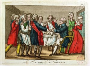 El arresto de Luis XVI (1754-93) en Varennes, 22 de junio de 1791 de French School