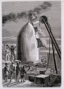 La llegada del proyectil a Stone-Hill - en “De la Tierra a la Luna” de Julio Verne de French School