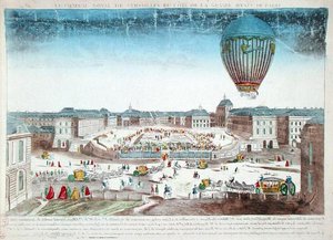El viaje en globo de François Pilâtre de Rozier (1754-96) sobre el Château de Versailles, 23 de junio de French School