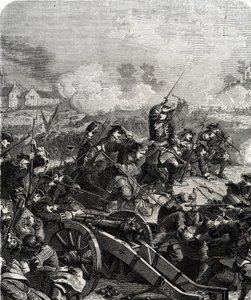 La Batalla de Landen o Neerwinden se libró en la actual Bélgica el 29 de julio de 1693 durante la Guerra de los Nueve Años (grabado)