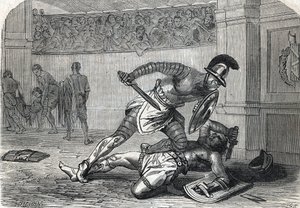 La batalla de los gladiadores en la arena (detalle) 1864