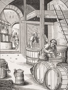 El cervecero, según una ilustración del siglo XVI dibujada y grabada por Jost Amman (1539-91) de 