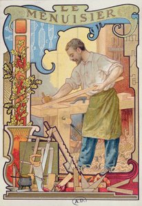 El carpintero, ilustración de un libro sobre los oficios, c.1899 de French School