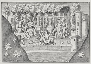 El Castillo de Alamond y sus encantamientos, de Los viajes de Marco Polo, copiado por Albert Coinchon del manuscrito original de French School